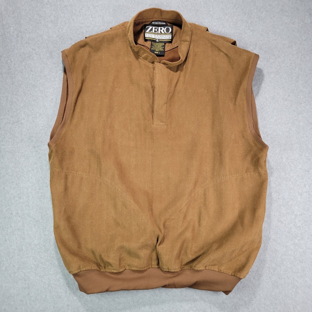Zero Restriction Golf Outerwear‎ Vest Mens Large Microsuede Brown Pockets